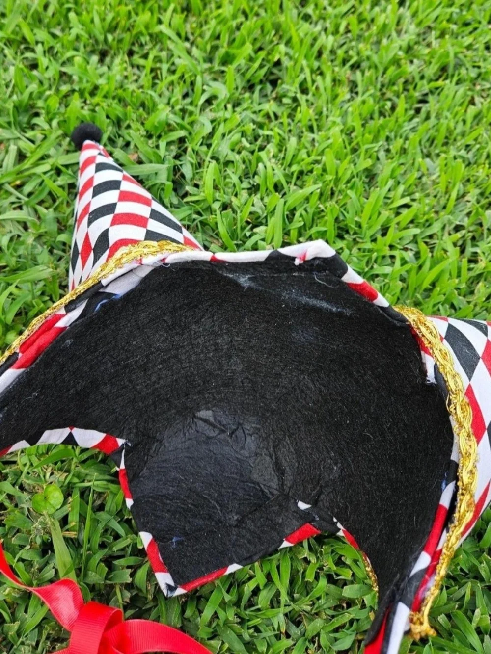 Jester Clown Headpiece Hat in Red, Black & White